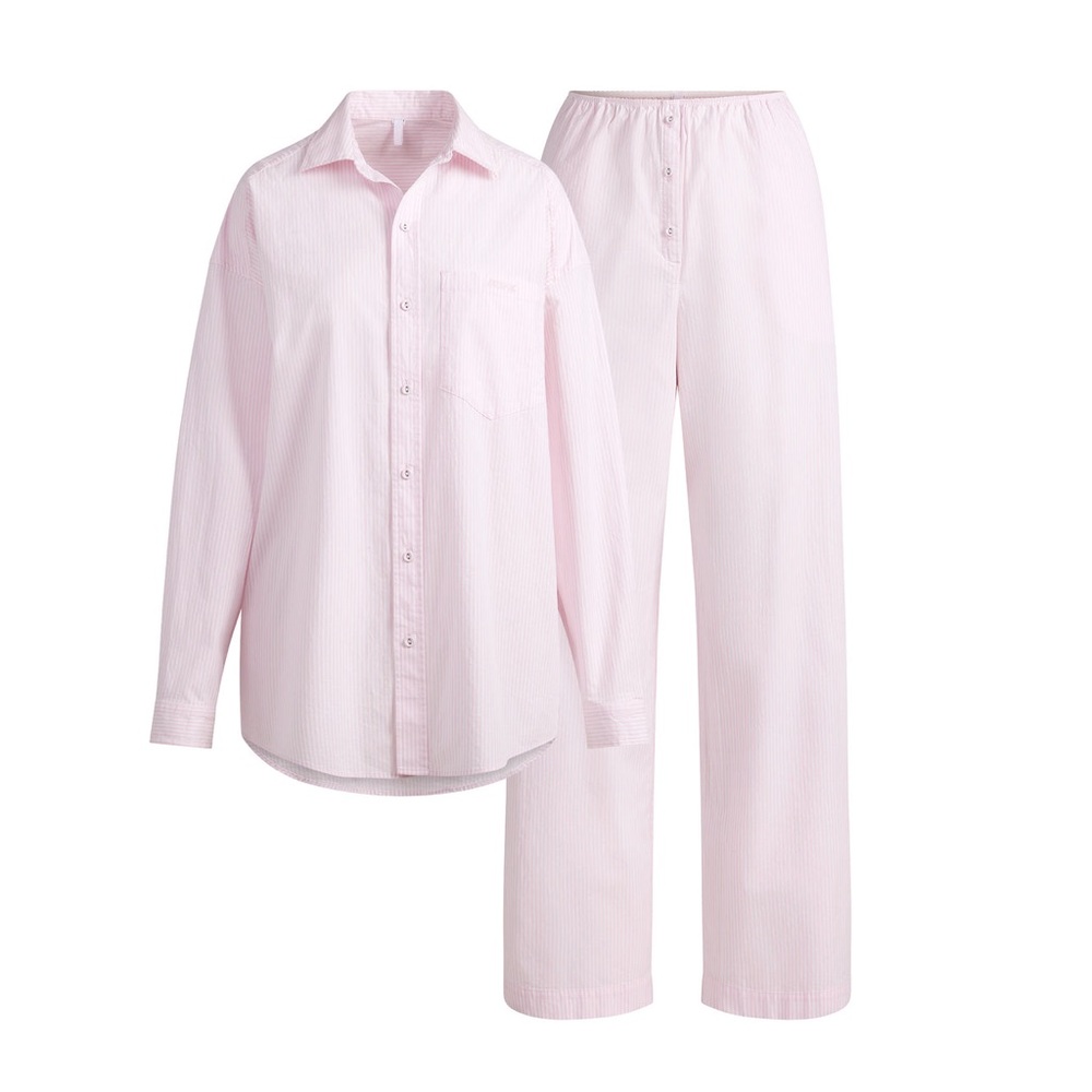 SKIMS cotton poplin Pink Pajama Set size Medium